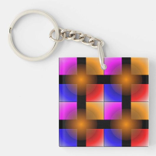 Helle Quadrate auf schwarzem Hintergrund Schlüsselanhänger (Vorderseite)