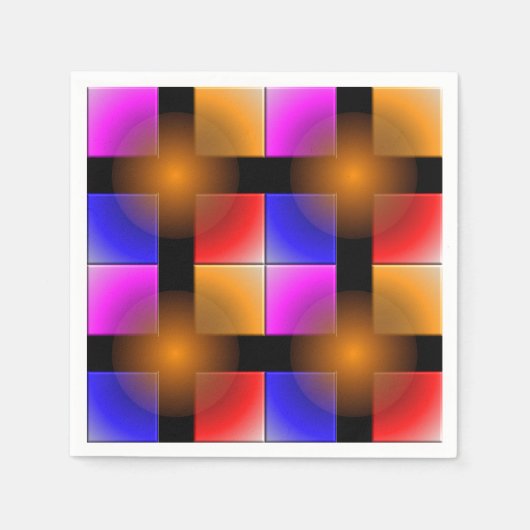 Helle Quadrate auf schwarzem Hintergrund Serviette (Vorderseite)