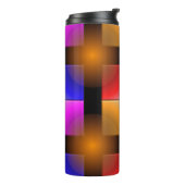 Helle Quadrate auf schwarzem Hintergrund Thermosbecher (Nach links gedreht)