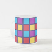Helle Quadrate (mit Rot und Blau) Mattglastasse (Vorderseite Links)
