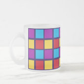 Helle Quadrate (mit Rot und Blau) Mattglastasse (Links)