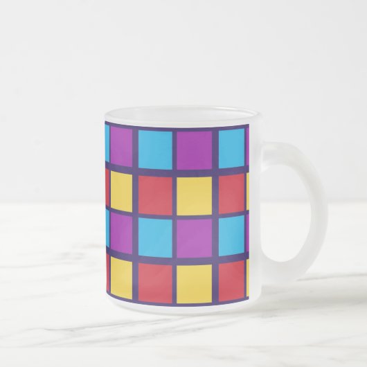 Helle Quadrate (mit Rot und Blau) Mattglastasse (Rechts)