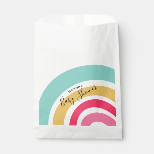 Helle Rainbow Baby Dusche mit Name Geschenktütchen (Vorderseite)