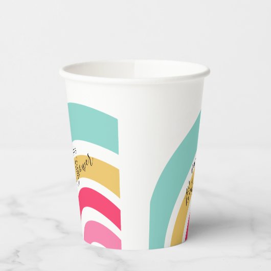 Helle Rainbow Baby Dusche mit Name Pappbecher (Links)