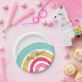 Helle Rainbow Baby Dusche mit Name Pappteller (Party)