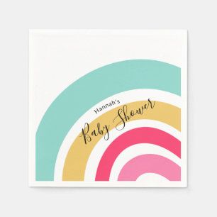 Helle Rainbow Baby Dusche mit Name Serviette