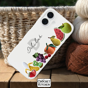 Helle Rainbow Crochet Fruchtkollage Monogram iPhone 16 Hülle