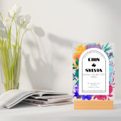 Helle Rainbow Floral Wedding Einladung