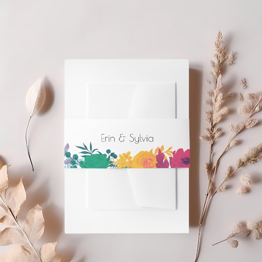 Helle Rainbow Floral Wedding Einladungsbanderole