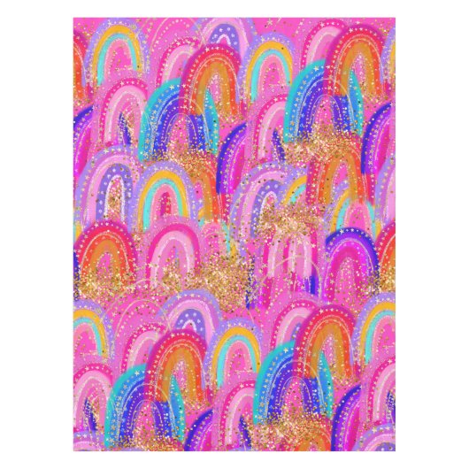 Helle Rainbow Gold Glitzer Tischdecke (Vorderseite)