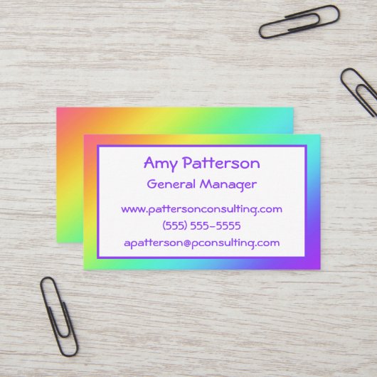 Helle Rainbow Gradient Business Cards Visitenkarte (Vorderseite/Rückseite Beispiel)