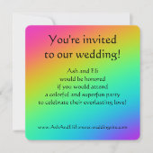 Helle Rainbow Gradient Wedding Einladung (Vorderseite)