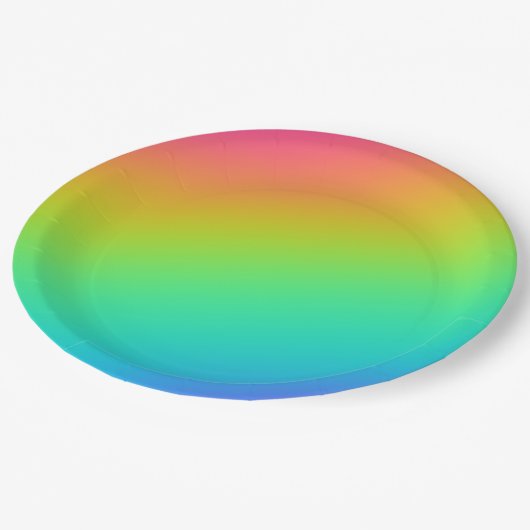 Helle Rainbow Gradient Wedding Pappteller (Schrägansicht)