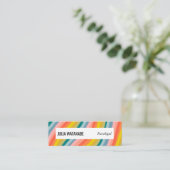 Helle Rainbow Handmade Strips mit sozialen Icons Mini Visitenkarte (Stehend Vorderseite)