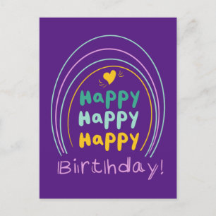 Helle Rainbow Happy Birthday Lettering Card Postkarte