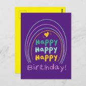 Helle Rainbow Happy Birthday Lettering Card Postkarte (Vorne/Hinten)