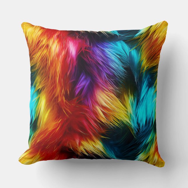 Helle Rainbow-Imitate-Monster-Pelzstruktur Kissen (Vorderseite)