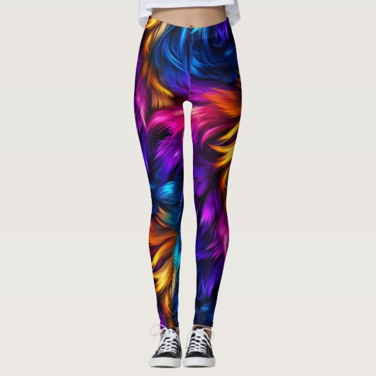 Helle Rainbow-Imitate-Monster-Pelzstruktur Leggings (Vorderseite)