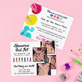 Helle Rainbow Nail Art Tech Salon 4-Foto Flyer Postkarte