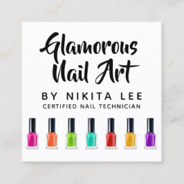 Helle Rainbow Nail Polnisch Art Tech Salon Custom Quadratische Visitenkarte