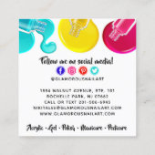 Helle Rainbow Nail Polnisch Art Tech Salon Custom Quadratische Visitenkarte (Rückseite)