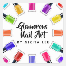 Helle Rainbow Nail Polnisch Art Tech Salon Custom Quadratischer Aufkleber