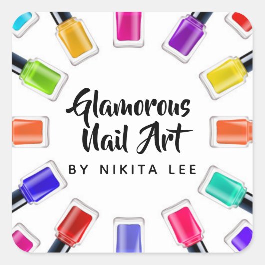 Helle Rainbow Nail Polnisch Art Tech Salon Custom Quadratischer Aufkleber (Vorderseite)