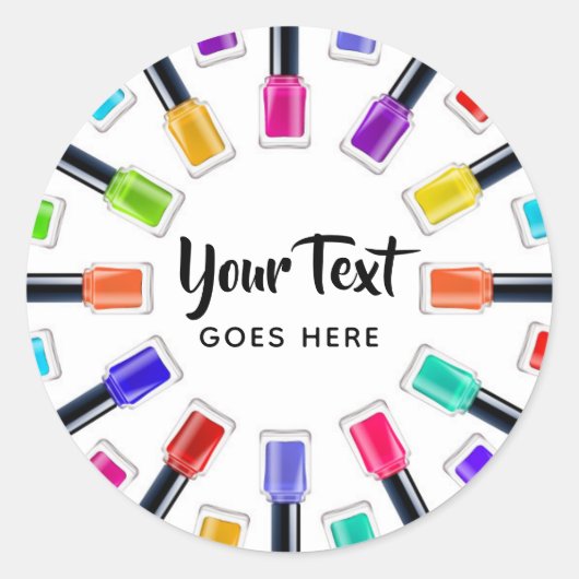 Helle Rainbow Nail Polnisch Art Tech Salon Custom Runder Aufkleber (Vorderseite)