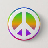 Helle Rainbow Peace Sign Button (Vorderseite)