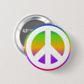Helle Rainbow Peace Sign Button (Vorne & Hinten)
