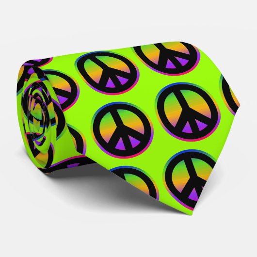 Helle Rainbow Peace Sign Krawatte (Gerollt)