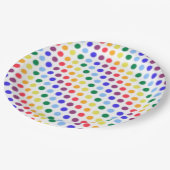 Helle Rainbow Polka Dot Streifen Pappteller (Schrägansicht)