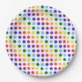 Helle Rainbow Polka Dot Streifen Pappteller (Vorderseite)