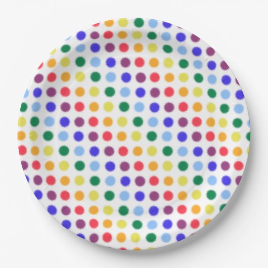 Helle Rainbow Polka Dot Streifen Pappteller (Vorderseite)