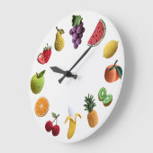 Helle Rainbow Scrapbook Crochet FruchtCollage Große Wanduhr (Winkel)