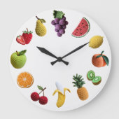 Helle Rainbow Scrapbook Crochet FruchtCollage Große Wanduhr (Vorderseite)