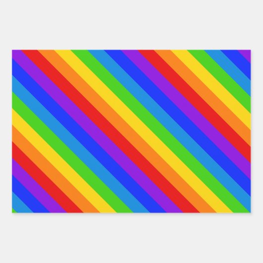 Helle Rainbow Stripes Diagonal Geschenkpapier Set (Vorderseite 3)