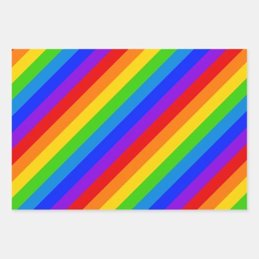 Helle Rainbow Stripes Diagonal Geschenkpapier Set (Vorderseite 2)