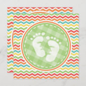 Helle Rainbow Zickzack Baby Feet Babydusche Einladung (Vorne/Hinten)