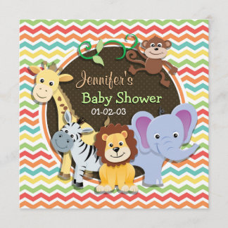 Helle Rainbow Zickzack Zoo Animals Baby Dusche Einladung