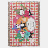Helle Raute Skaten Pinguine Holiday Throw Decke (Vorderseite Vertikal)
