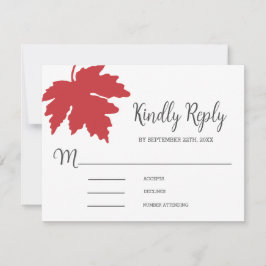 Helle Red Autum Maple Leaf Wedding RSVP Card Karte