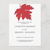 Helle Red Autumn Maple Leaf Hochzeit Postkarte (Vorderseite)