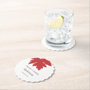 Helle Red Autumn Maple Leaf Wedding Party Untersetzer