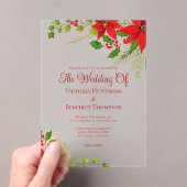 Helle Red Christmas Poinsettia Blumenhochzeit Acryleinladungen (Insitu (Handheld))