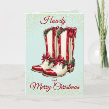 Helle Red Cowboy Boots Weihnachtskarte