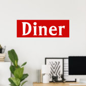 Helle Red Diner Wall Art Poster Print (Heimbüro)