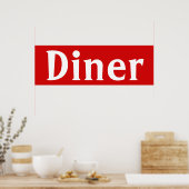 Helle Red Diner Wall Art Poster Print (Küche)