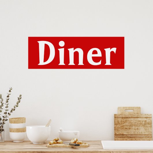 Helle Red Diner Wall Art Poster Print (Küche)