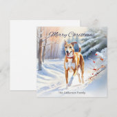 Helle Red Fawn Greyhound Hund in Schnee Weihnachte Feiertagskarte (Vorne/Hinten)